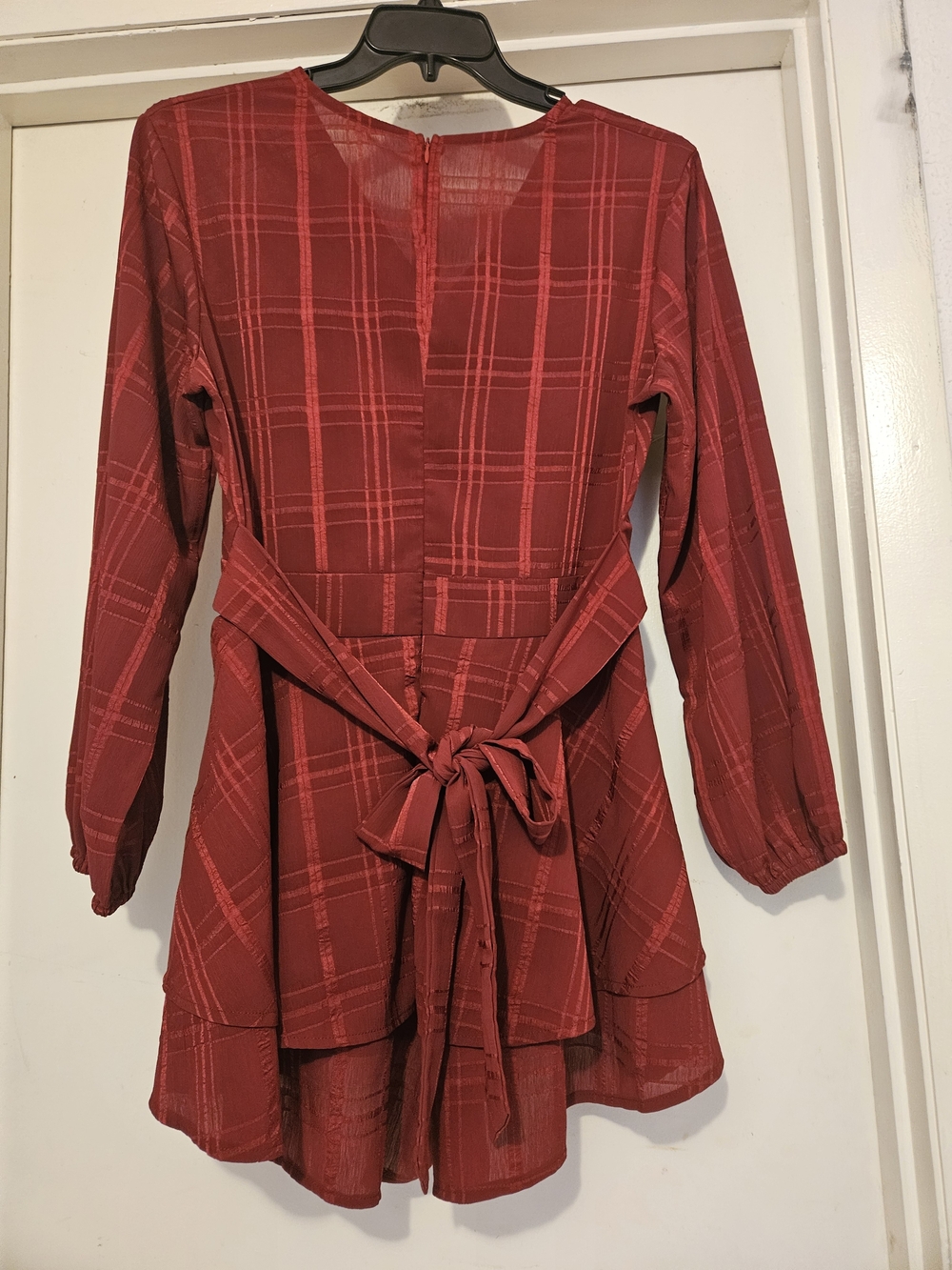 Red Plaid Ruffled Jumpsuit - Picture 3 of 10